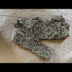 American Eagle leopard print skinny jeans.